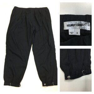 HELMUT LANG Black Buckle Hem Detail Pull On Mock Fly Cropped Pant